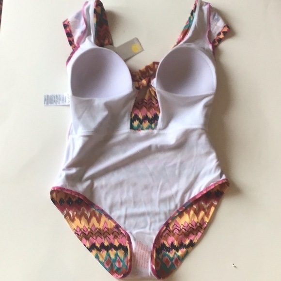 Boden Multicolored Ikat Cutout Cap Sleeve Tie Front Swim Size 10 NWT - Picture 6 of 13